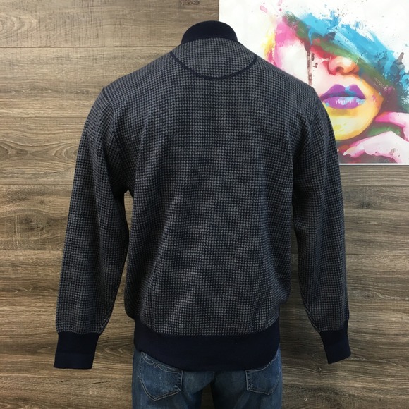 Orvis Merino Wool 1/4 Zip Sweater Mens Size Large Houndstooth Long Sleeve - Picture 3 of 7